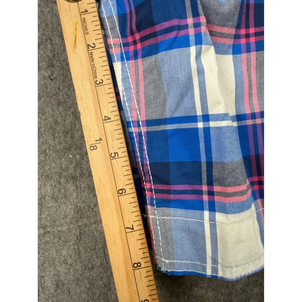 Hollister Mens Blue Pink Plaid Board Shorts Swim Trunks Size M Mesh Lined Pocket
